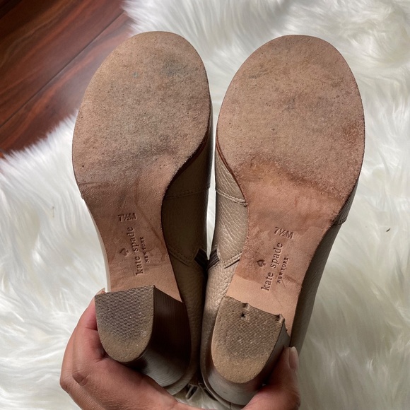 KATE SPADE LANISE BOW LEATHER BOOTS Neutral Beige 7.5M - Picture 11 of 14